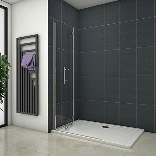 Aica Sanitaer Caja de Ducha Plegable de Vidrio Templado con Tratamiento Antical, 91x195 cm