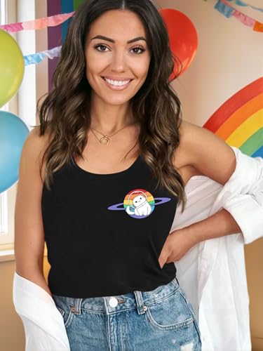 Image of Ithalt Pride Tank Top for Women LGBT Rainbow Flag Shirt Love Heart Graphic Tee Lesbian Gay Pride Sleeveless Vest