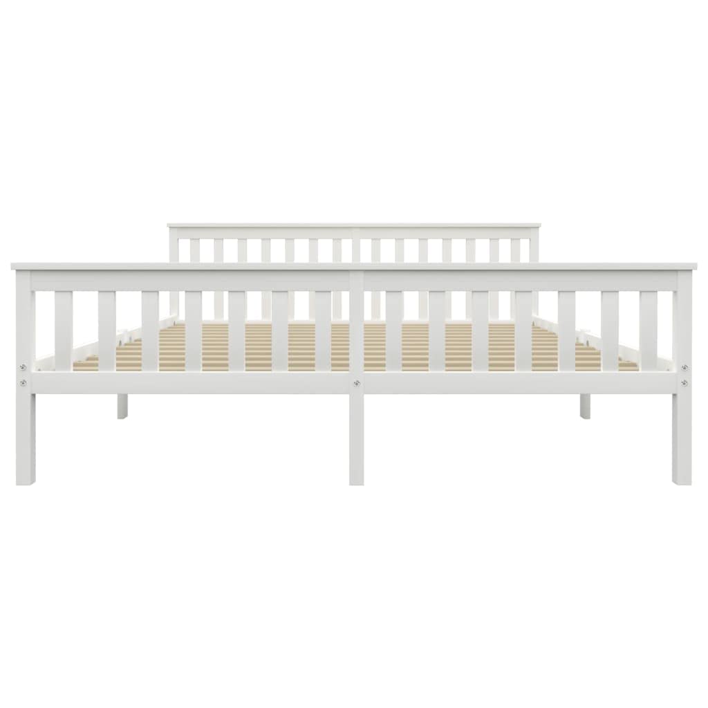 White Pine Solid Wood Bed Frame 180x200 cm with Slats | Modern platform design includes a supportive wooden slat base, suitable for guest rooms and family use.