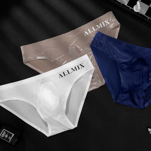 Men’s Ice Silk Boxer Briefs 2Pcs Seamless Thongs Flexible G-String Underwear for Sports Homewear3