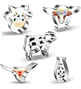 Cow Cookie Cutter Set - 5 Piece Stainless Steel Farm/Farmhouse Animal Cookie Cutters Shapes Milk ...