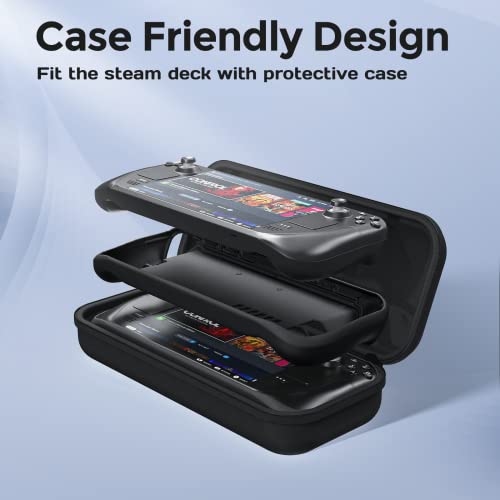 Mepatem Carrying Case For Steam Deck, Protective Hard Shell Carry Bag, Built-In Extra Large Storage & Flexible Stand, Support Case Friendly Design, Joysticks And Screen Protect #TOP2