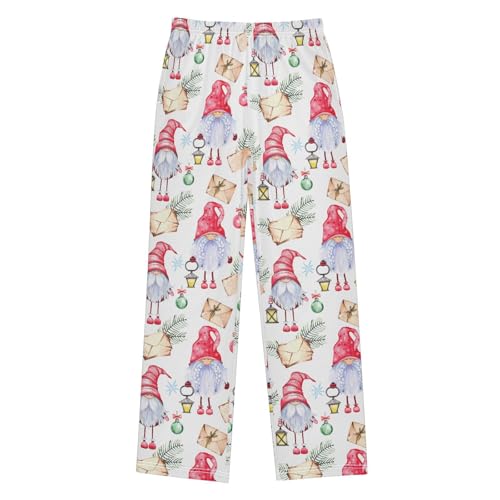 Gnome Lamp Pine Branches Boys Long Pants Soft Trousers Elastic Waist Kids Lounge Bottoms with Pockets S-XL