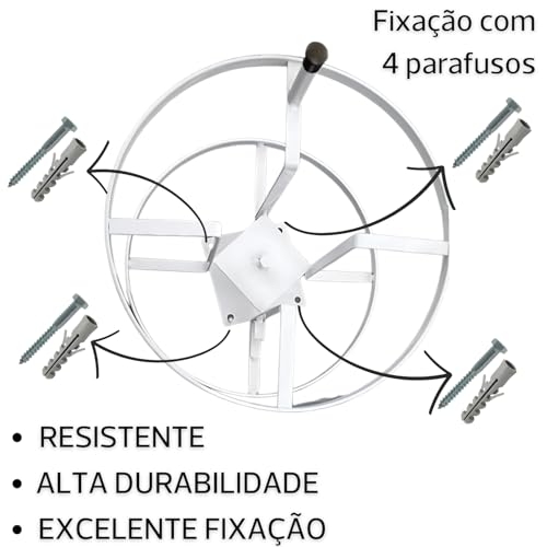 Suporte Para Mangueira Giratorio Enrolador Metal Para Mangueiras 30 Metros