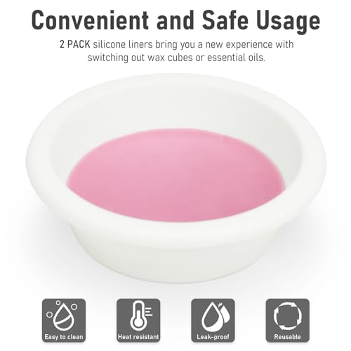 Bobolyn Silicone Wax Warmer Liners - 2Pcs Reusable Silicone Wax Melt Liner Leakproof Easy Clean Popper Liner Wax Melt Tray Dish for Scented Wax Melt Warmer Burner (Both 2.7 inch in Bottom Diameter)