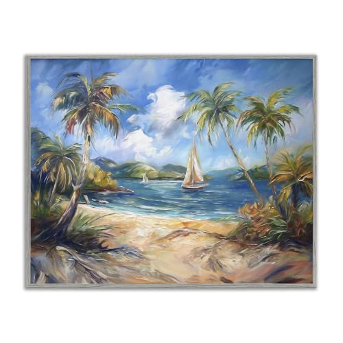 Nautical Beach Harbor Landscape, 11 x 14 Inch Framed Giclée Print