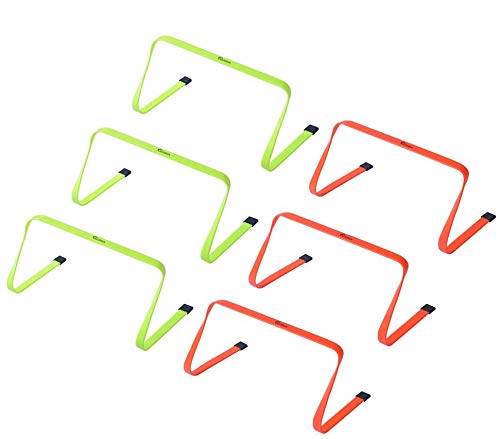 Kosma Pack of 6 Agility Training Fitness Flat Hurdles | Multi-Sport Speed Training Aid with Carry Handle : Size 12 Inch - Color: 3pc Yellow, 3pc orange