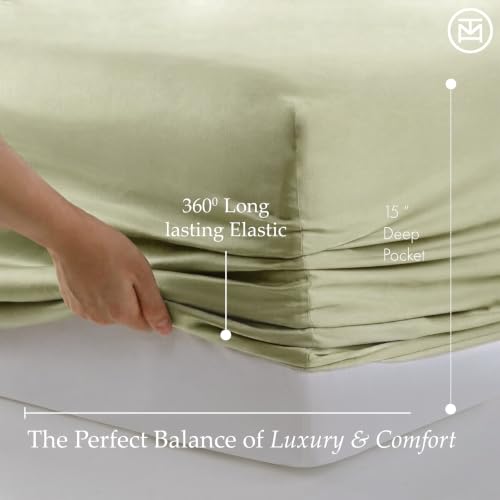 Image of Threadmill 600 Thread Count Cotton Twin XL Sheet Set, Sateen, Sage Green