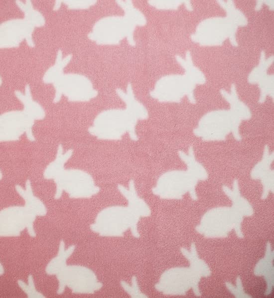 Tissu polaire imprimé lapins rose pour créer des gigoteuses de nuit douillettes