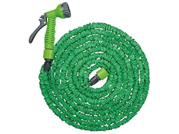 Kinzo Tubo da Giardino Flessibile 15 m – con Tubo Flessibile – Soffione Spray a 7 Posizioni – Plastica – Verde/Grigio