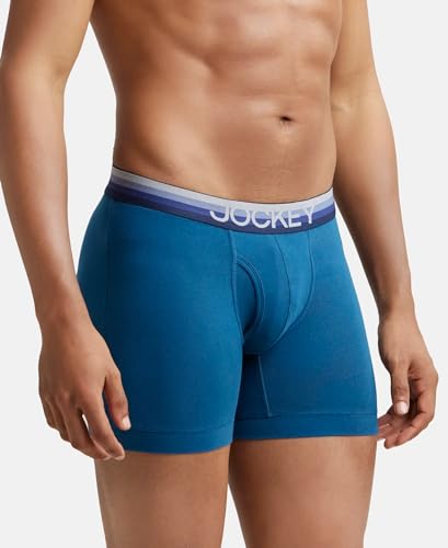 Image of Jockey ZN03 Men's Super Combed Cotton Elastane Stretch Solid Boxer Brief with Ultrasoft Waistband