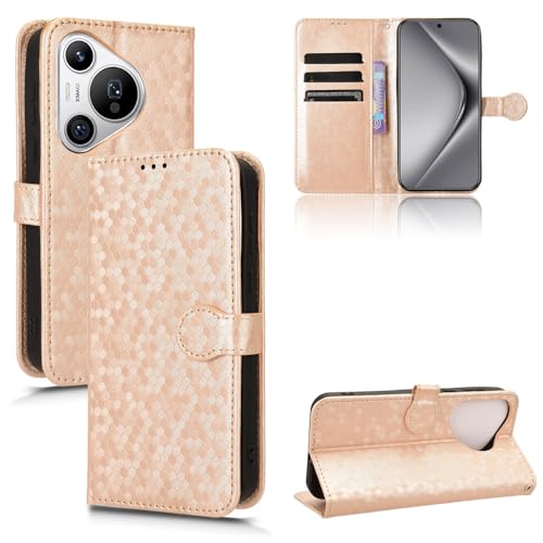 Étui de protection Huawei Pura 70 en cuir PU finition or métallisé