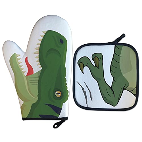 Luva Térmica Dinossauro T-Rex Cozinha Criativa Geek cor:Branco