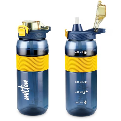Image of MILTON Sports Sipper Large Water Bottle 1600 ml, for Adults, 100% Leakproof, One-Click Open I Track Daily Intake I BPA-Free I Removable Straw I Easy Carry Handle I Ideal for Gym, Sports, Office, Blue
