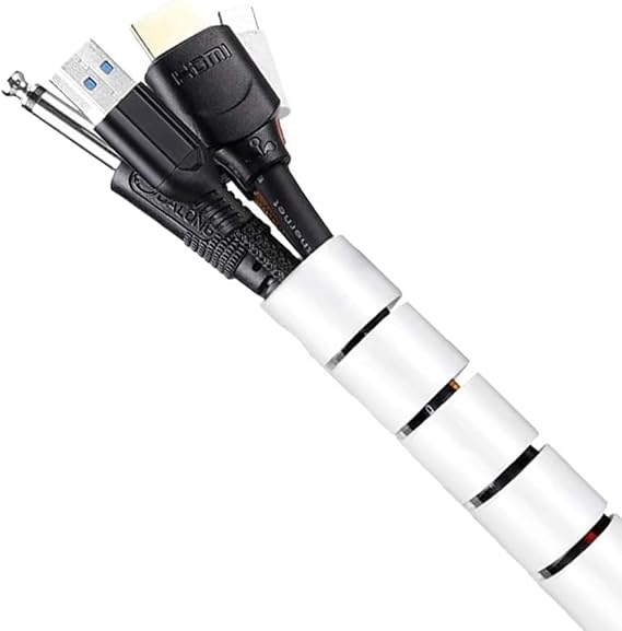 1 mt x 22 mm Spiral Boru Kablo Kanalı Kablo Fiş Düzenleyici Toplayıcı Kordon Kablo Tutucu Beyaz (1 ADET)