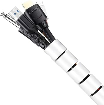 1 mt x 22 mm Spiral Boru Kablo Kanalı Kablo Fiş Düzenleyici Toplayıcı Kordon Kablo Tutucu Beyaz (1 ADET)