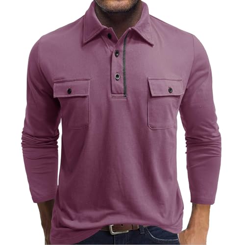 Polo manches longues homme tricot coton col rabattu chemise classique automne hiver