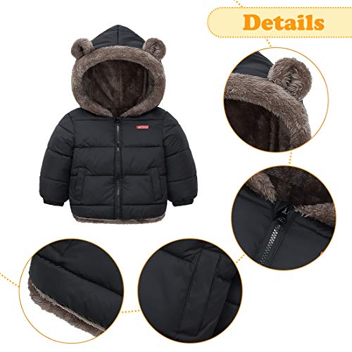 Happy Cherry Kids Down Jacket Winter Warm Hooded Zipper Packable Windproof Down Coat 3-9T3