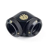 Bitspower Dual Enhance Multi-Link Adapter Fitting for 14mm OD Rigid Tubing, 90 Degree Angle, Matte Black