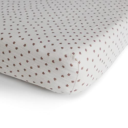 Image of mushie Extra Soft Muslin Fitted MINI Crib Sheet | 24 inchx 38 inch (Bloom)