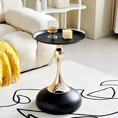 Table basse ronde en métal noir style italien rangement petits objets - 2