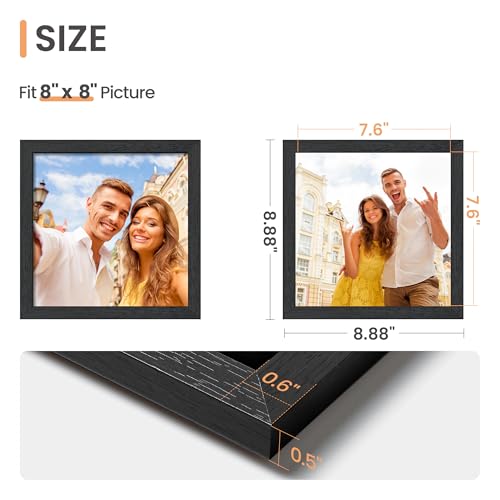 Image of upsimples 8x8 Picture Frames, Wall Gallery Square Frames with Engineered Wood, Black 1 Pack