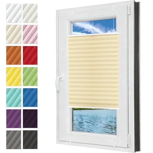 Estor Enrollable Opaco Estores 90 x 80 cm Protección de La Intimidad, Translúcido Estor Enrollable Translúcido Premium Cortina de Oscurecimiento para Ventanas, Color Crema