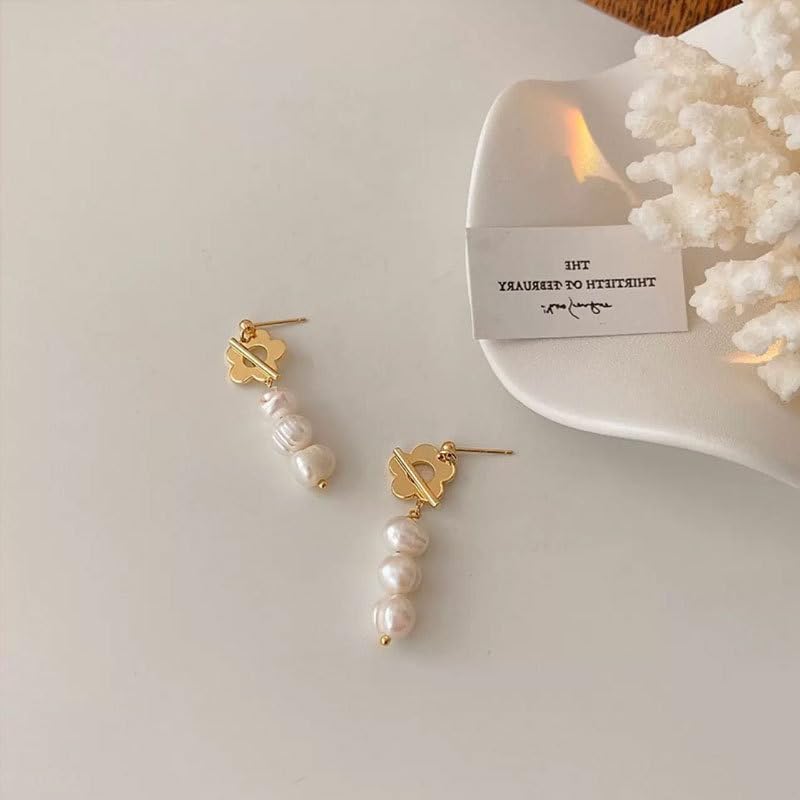 W WEILIRIAN Bohemian Pearl Drop Earrings Pearl Dangle Earrings Gold Flower Earrings Pearl Bead Earrings Wedding Pearl Earrings Jewelry for Women - Image 8