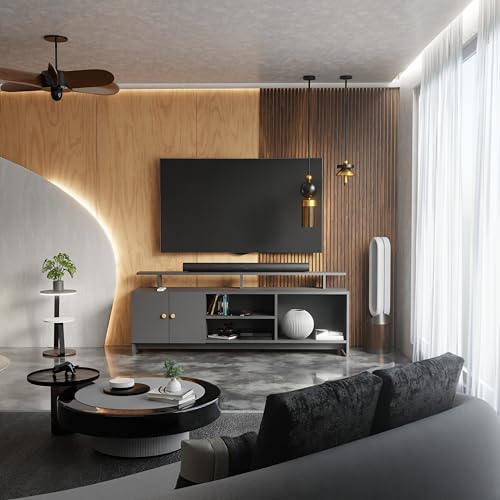 Image of TV Unit for Living Room | TV Cabinet & TV Stand | TV Table for Living Room | Modern Furniture for Home | Assembly-DIY | Color-Grey
