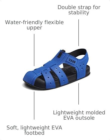 REEF Kids Boys Sandals, Little Water Beachy, Blue/Black, 4 - image 3