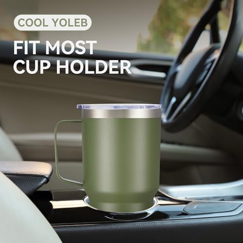 Image of 30 oz Stainless Steel Tumblers Bulk with Handle and Lid, 4 Pack | Powder Coated, Double Wall Vacuum Insulated, Leak Proof Lid, Keep Drinks Cold and Hot, for office, party, camping,Army Green