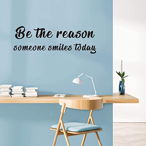Iarttop Inspirational Quote Wall Decal, Be The Reason Someone Smiles Today Motivational Saying Stickers,Positive Attitude Vinyl For Bedroom Living Room Classroom Decor,Black #TOP1