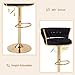 VECELO Bar Stools Set of 2, Adjustable Barstools Counter Height Stools with Back and Arm, Velvet Woven Kitchen Island Stools w/Gold Metal Leg & Base, 360° Swivel Bar Chair for Pubs Dining Room, Black