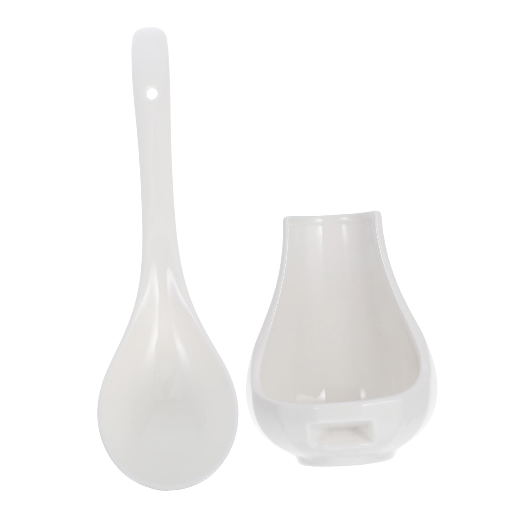 Cuillère à soupe en céramique blanche grosse cuillère de cuisine résistante, lot 2