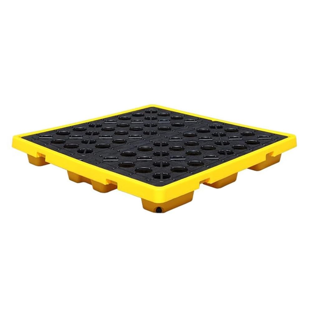 JKJZSALJ Spill Containment Pallet,Industrial Plastic Pallets With Modular Spill Platforms For Leak Proof Containment Of Oil Drums In Laboratory,Yellow,130 * 130 * 17.5cm