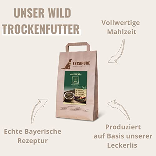 Escapure Adult Trockenfutter Hund 1,5kg Beutel WILD - Hundefutter trocken mit Rapsöl & Amarant - Alleinfuttermittel für ausgewachsene Hunde getreidefrei - Hundenahrung mit hohem Fleischanteil