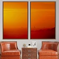 2 Piece Framed Canvas Wall Art Colorful Sky and Mountain Landscape Canvas Prints Home Artwork Decoration for Living Room,Bedroom - 16