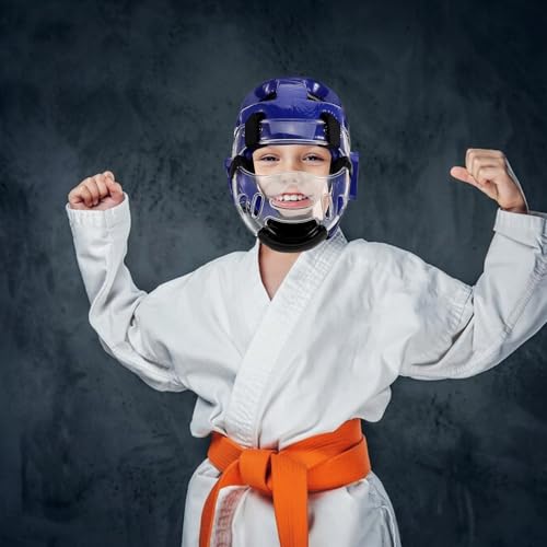Casco de taekwondo infantil de PU resistente OUNONA color azul 6