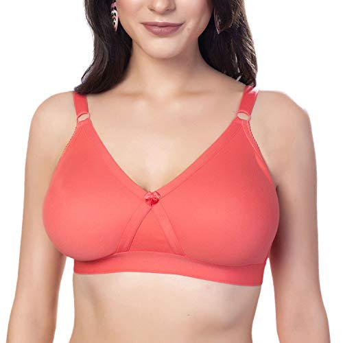 Image of SIMONI Cross Fit Polycotton Non-Wired Non-Padded Full Coverage Cups Bra, Comfortable Everyday T-Shirt Bra for Women and Girls