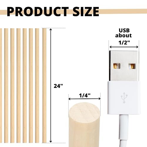 40 PCS Dowel Rod 24 Inch Wooden Dowels 1/4 inch Wood Craft Sticks Wooden Dowels for Crafts Balsa Wood Rod Bamboo Wood Sticks Long Wooden Sticks