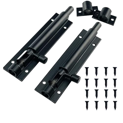 2 Pcs Shed Door Locks Heavy Duty Black Door Bolt Barrel Sliding Latch Lock Durable Slide Bolt with Screws for Shed Doors Gates and Outhouse DoorsBlack (4 inch100mm)