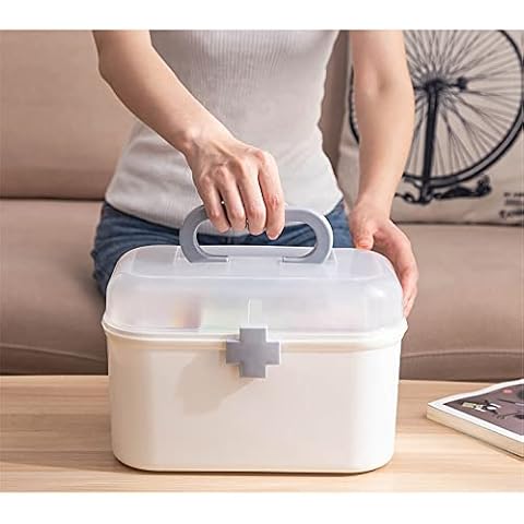 Medicine Organizer Box First Aid Health Emergency Storage Box Large Capacity Medicine Storage Bins with Lid (L) Cover