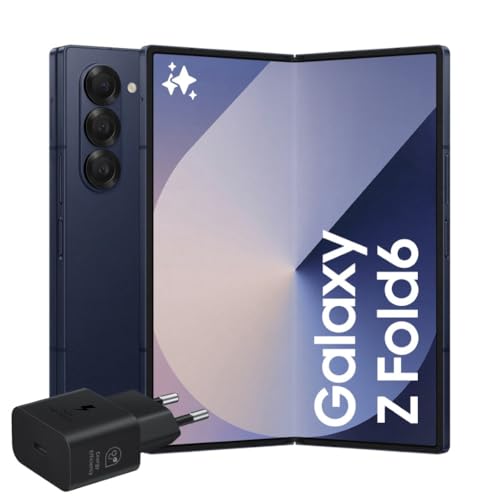 Samsung Galaxy Z Fold6 Smartphone AI pieghevole, Caricatore Incluso, RAM 12GB, 256GB, Dual SIM, Display 6,3"/7,6" Dynamic AMOLED 2X, Batteria a lunga durata, Navy 2024 [Versione italiana]