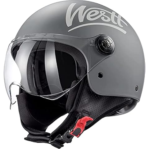 Westt Casco de Moto Classic Jet con Visera para Hombres Mujeres Cover