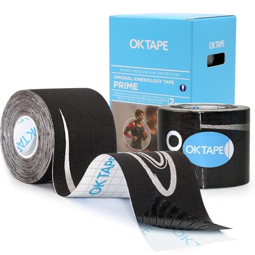 OK TAPE Prime Synthetic Kinesiology Tape, Stronger Support, Elastic Athletic Tape, K Tape Roll, Reflective Design Kinetic Tape, Uncut, 2