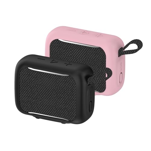2Pack Case Compatible with GO5 Speaker, Portable Silicone All Round Shockproof Replacement Protective Cover (Black&Pink)