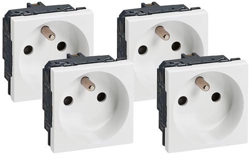 Prise de courant avec terre Legrand Mosaic rénovation lot de 4 blanc 2 mod