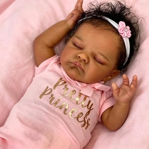 Muñeca Reborn Bebé Birracial Negra 48 cm Realista miniatura 1