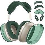Picture of [4 in 1] Silicone Case Cover for AirPods Max,Clear Soft TPU Ear Cups Cover/Ear Pad Case/Headband Covers for AirPods Max (2024/2020),Transparent Accessories for Apple AirPod Max (USB-C),Dark Green
