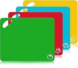 Pubiao 4 Pcs Chopping Board Set Flexible Cutting Board BPA-Free Thick & Durable Colour for Raw Meat, Vegetables, Fish and Cooked Food